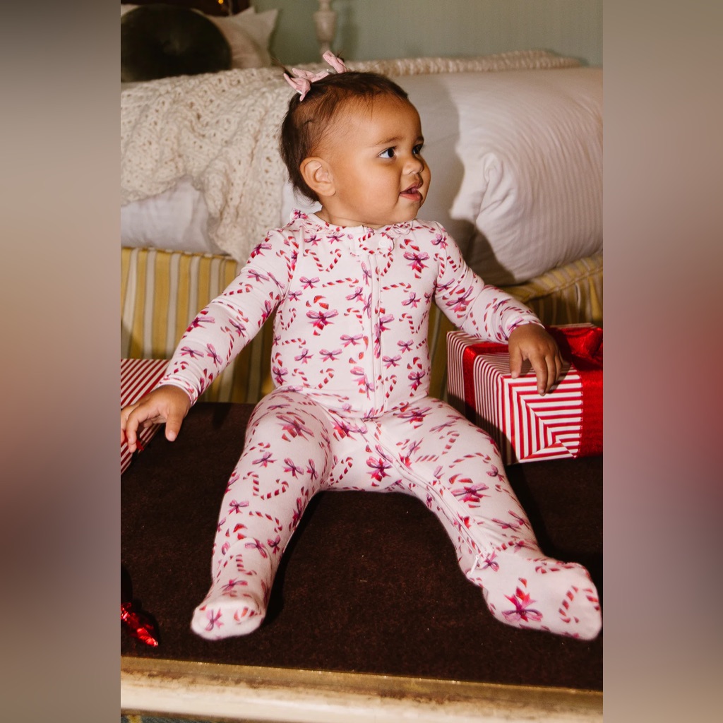 Ivy City Co Baby So Soft Footie One Piece Pajama In Candy Cane
